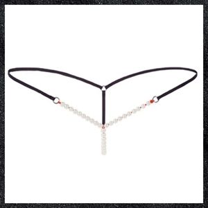 Black Pearl Bead Crotch G-string Panty